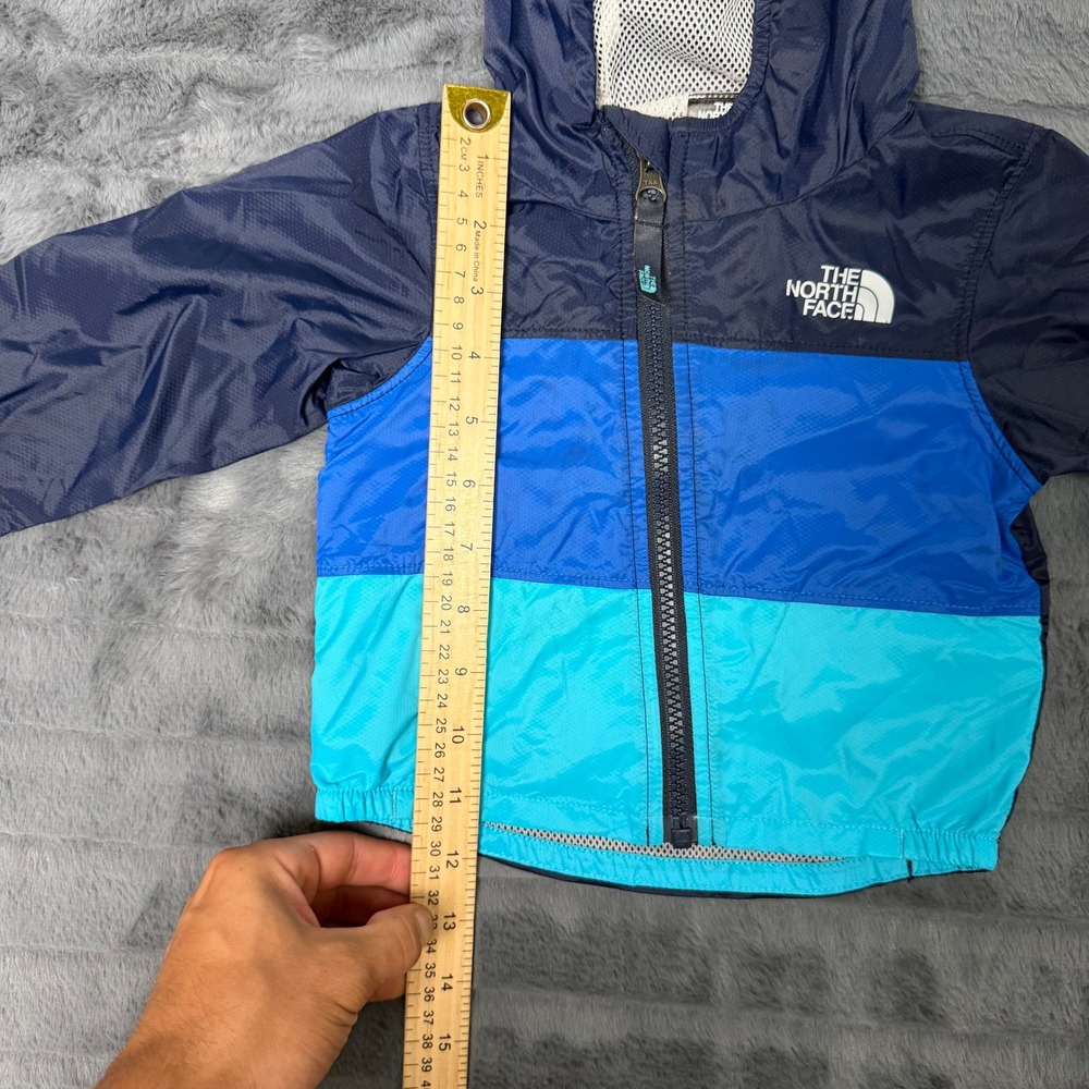 The North Face Windbreaker Infant 3-6M Blue WindWall Hooded Colorblock Jacket - Picture 2 of 7
